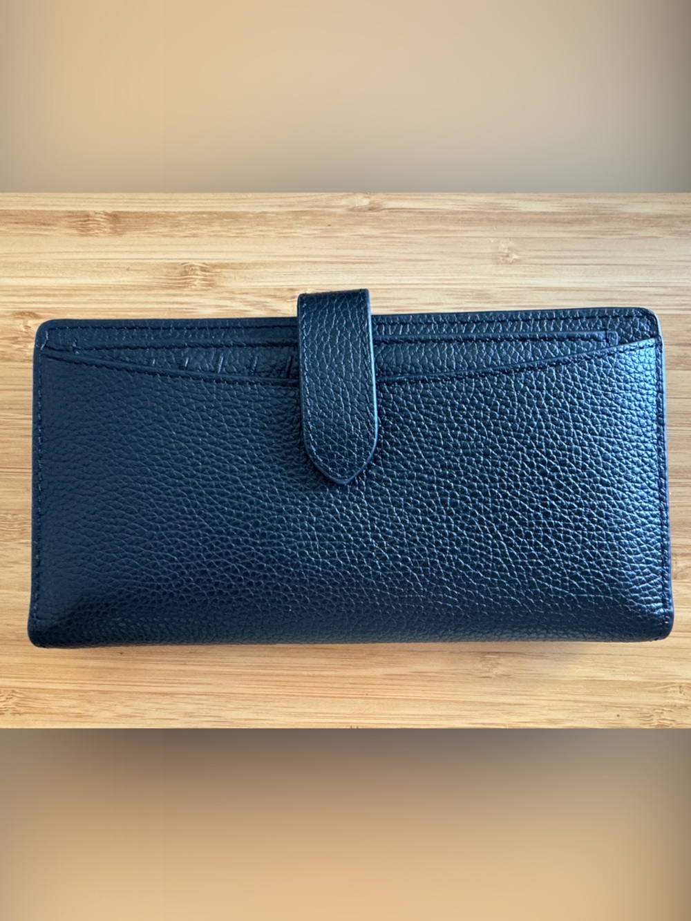 Quince Italian Black Pebbled Leather Bifold 2-in-1 Wallet